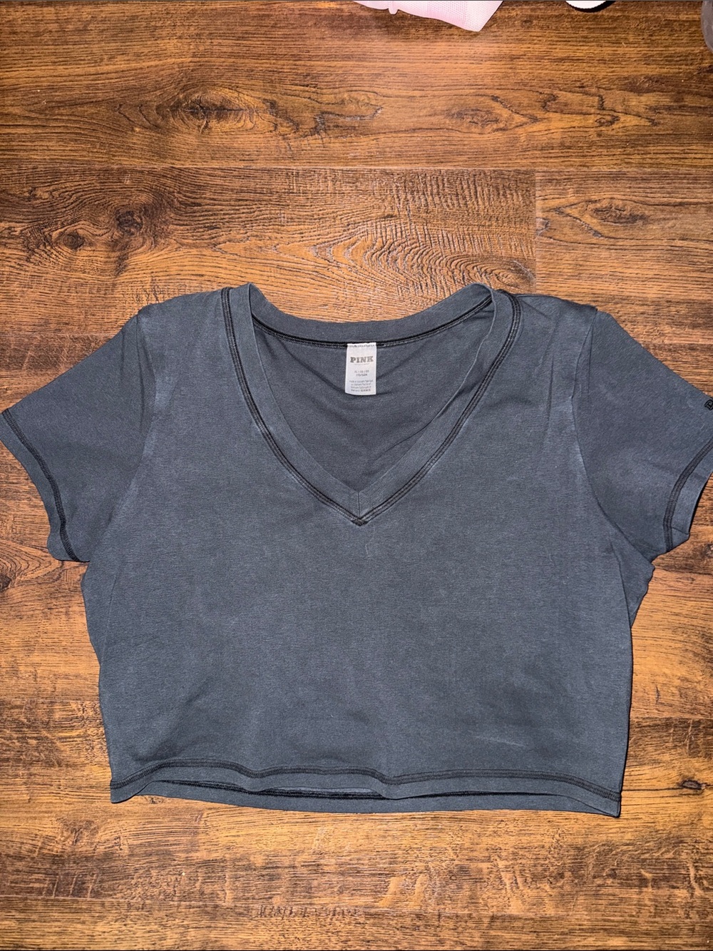 VS Pink Cropped V Neck T Shirt